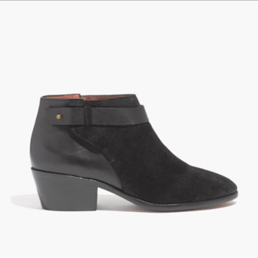Madewell Charley Collar Stud Black Suede Booties